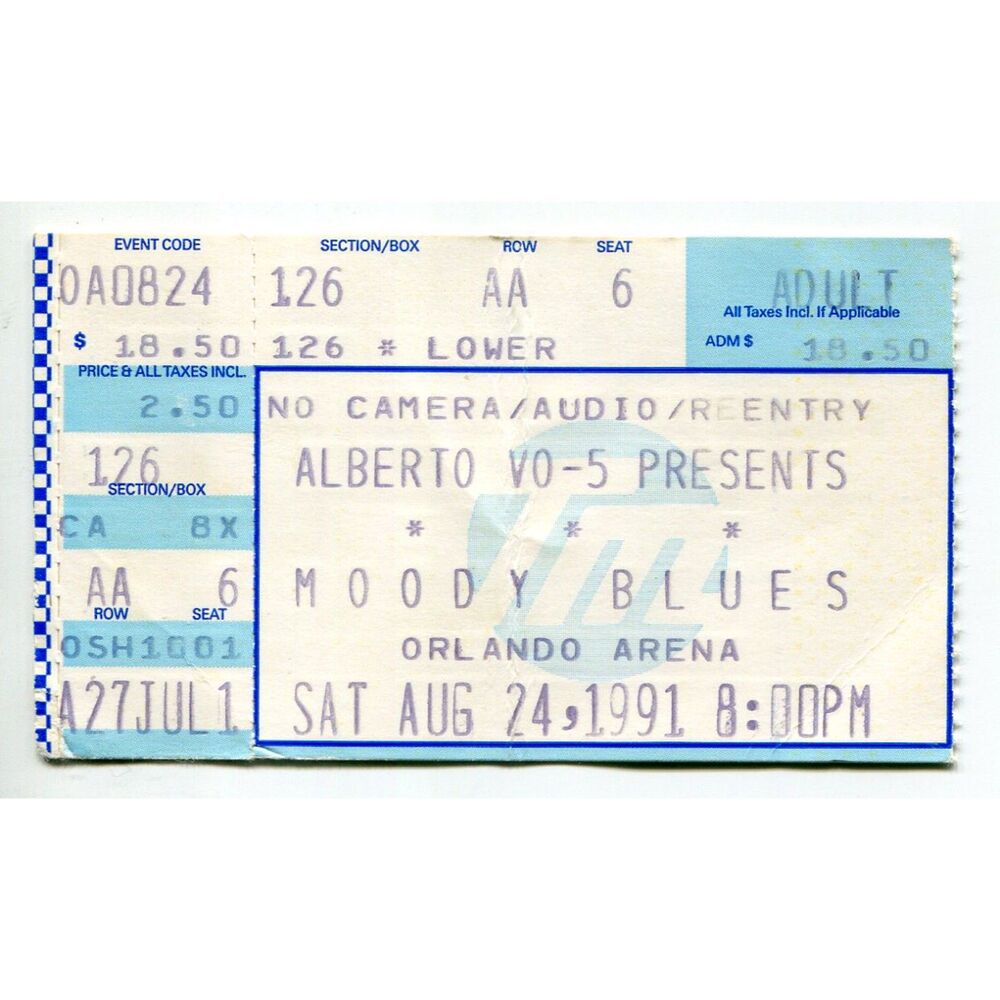 Vintage 1991 Moody Blues Concert Ticket Stub Orlando FL
